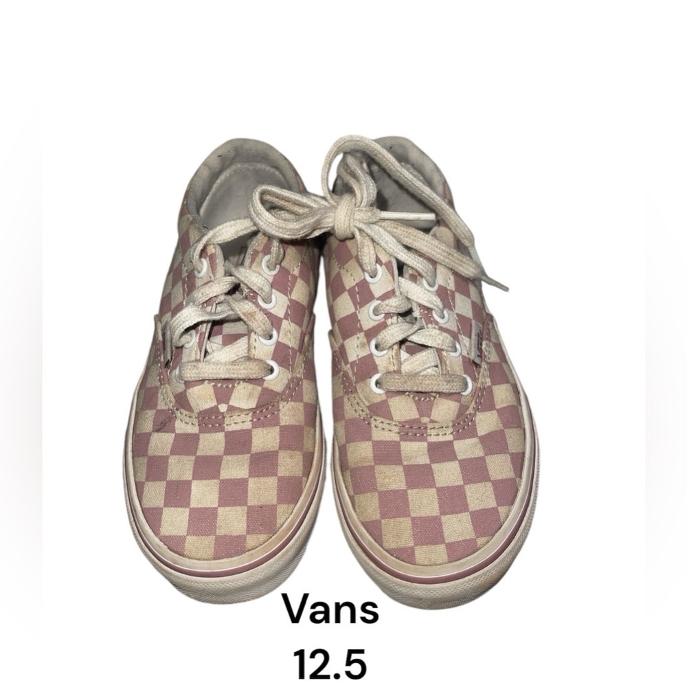 Vans pink and white checkered shoes